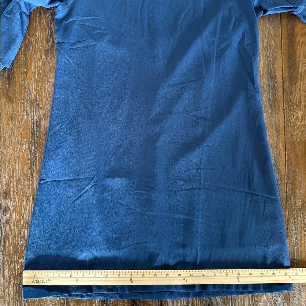 Belongsci NWT Women’s Blue V Neck Bell Sleeve Mini Shift Dress Size S - Picture 10 of 14